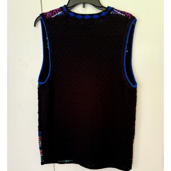 Vintage 80’s Rrruss Black Rainbow Sweater Vest Layering Whimsygoth Medium Large - Picture 6 of 7